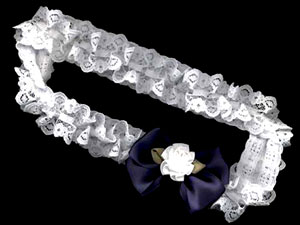Satin bow with Carnation & Ruffled Lace Stretchband