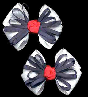grosgrain barrette pair with multi loops and knot center