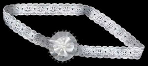 feather-edge satin double doily with iridescent beads on lace stretchband