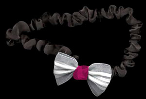 Sheer Stripe Ribbon Bow on Satin Stretchband