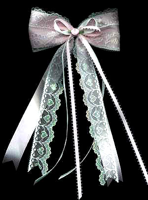 streamer bow in satin/iridescent lace