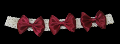 satin bows on ivory lace stretch band