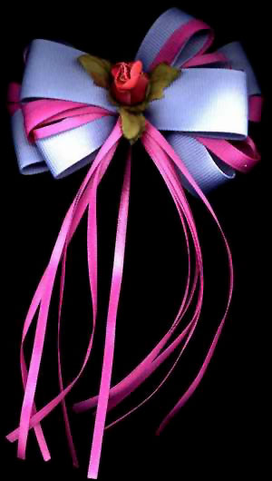 grosgrain streamer bow with rose
