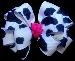 cow print grosgrain hair bow