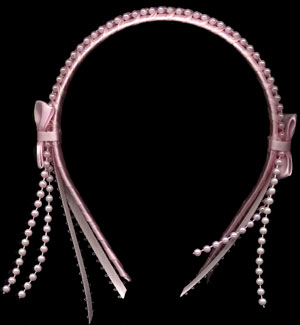 satin/pearl hard headband with streamers