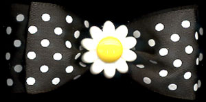 puppy bow: satin dot ribbon with daisy button