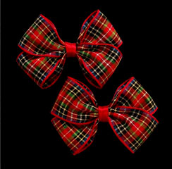 taffeta royal stewart plaid bow on salon clip pair