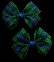 taffeta campbell plaid bow on salon clip pair