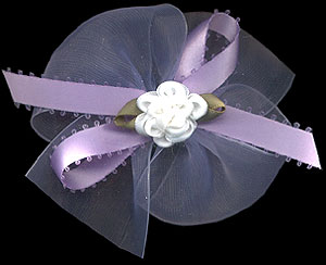 Chiffon/Feather-edge Bow with cabbage rose